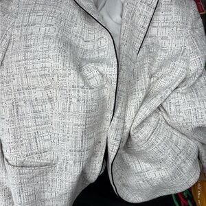 Ann Taylor White and Black Textured Blazer